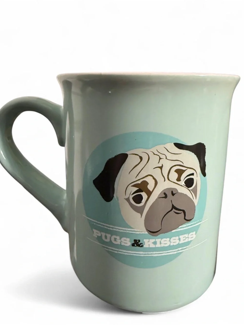 Pugs & Kisses Mint Green Pug Graphic Coffee Mug